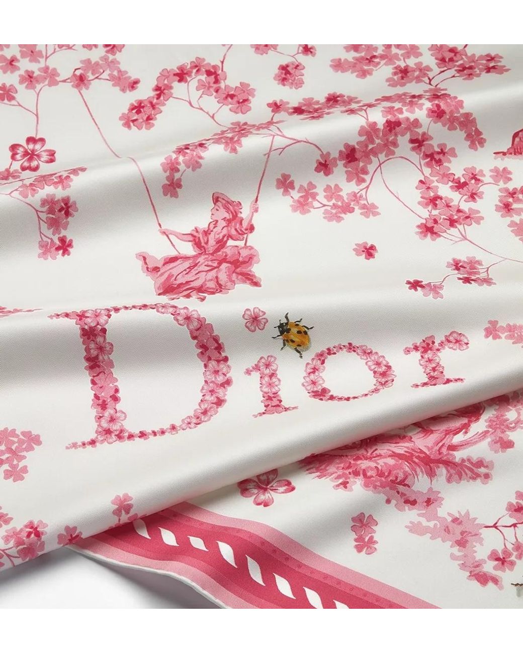 Dior Pink Toile Print Square Scarf