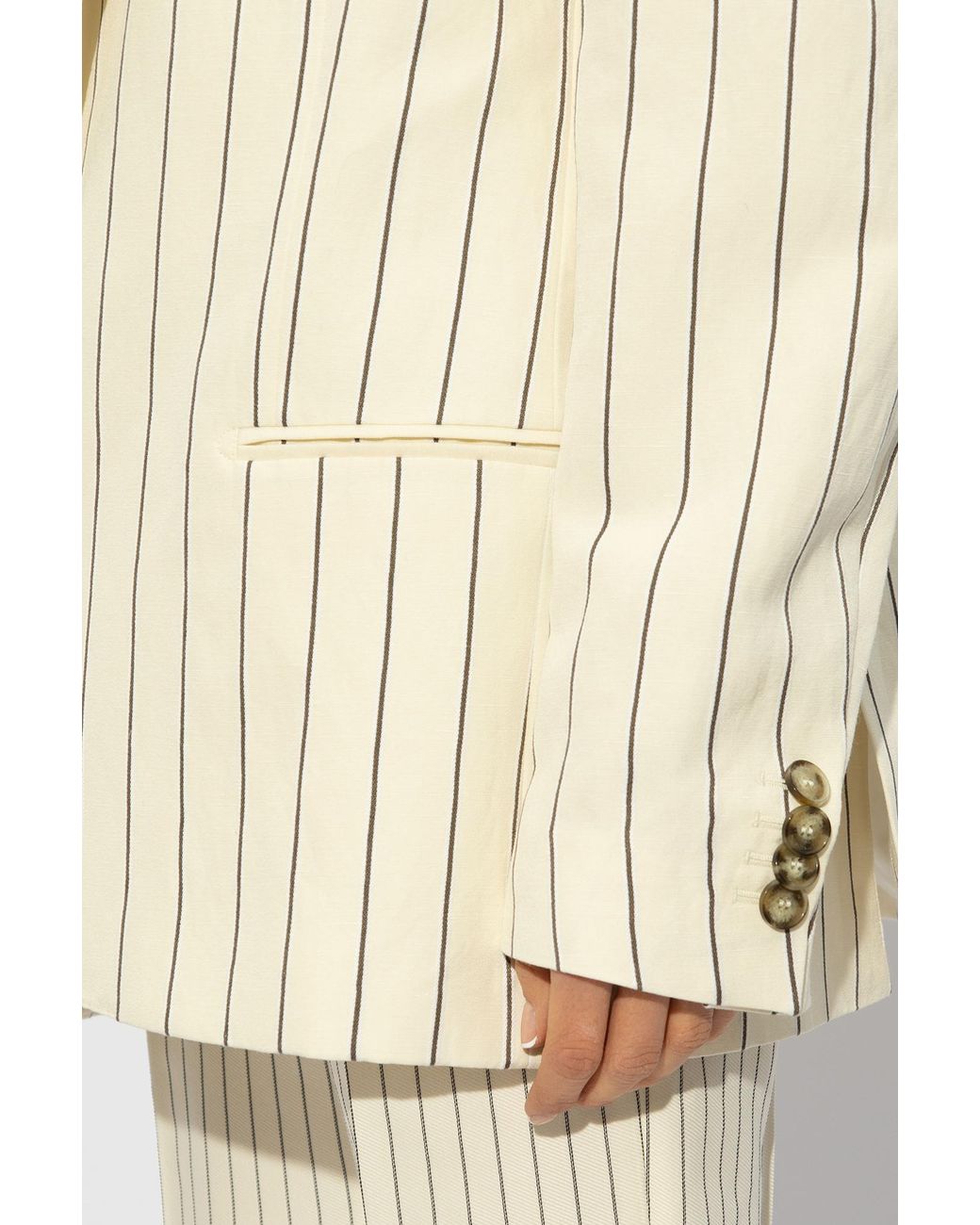 Stella McCartney Natural Striped Oversize Blazer