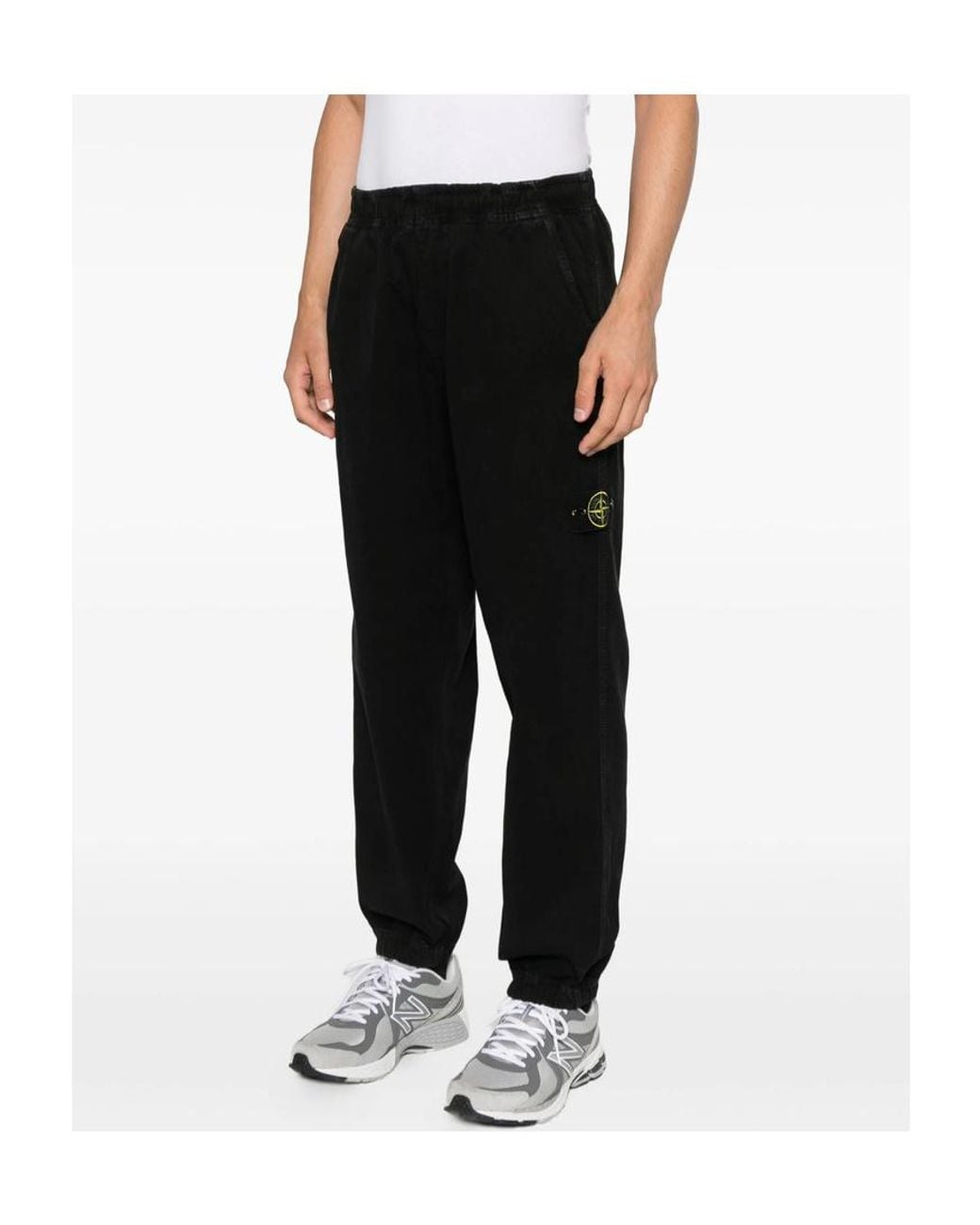Stone Island Black Logo Patch Trousers for men