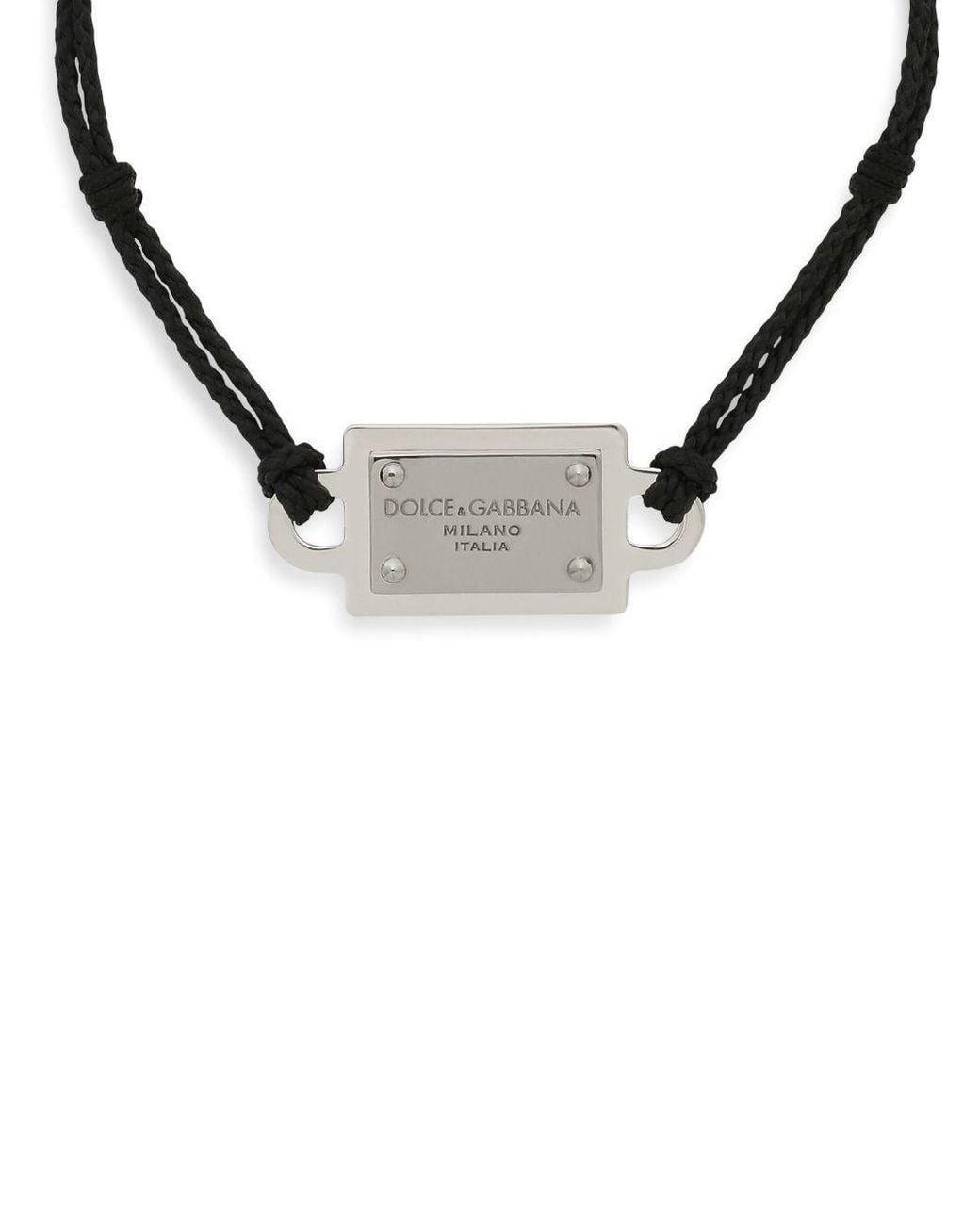 Dolce & Gabbana Metallic Logo Plaque Slide Bracelet for men