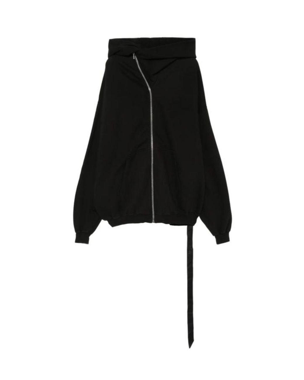 Rick Owens Black Mountain Hun Asymmetric Zip-Up Hoodie