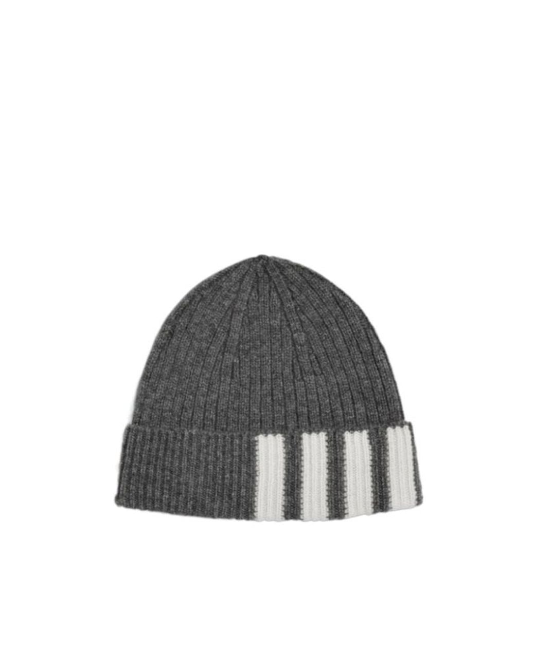 Thom Browne Gray 4-Bar Knitted Beanie for men