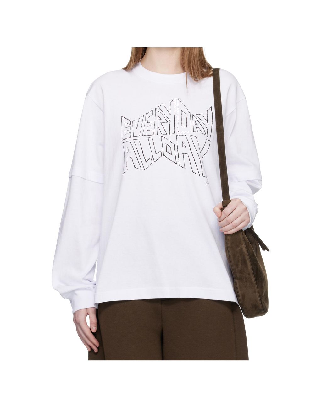 Sacai White Printed Long-Sleeved T-Shirt for men