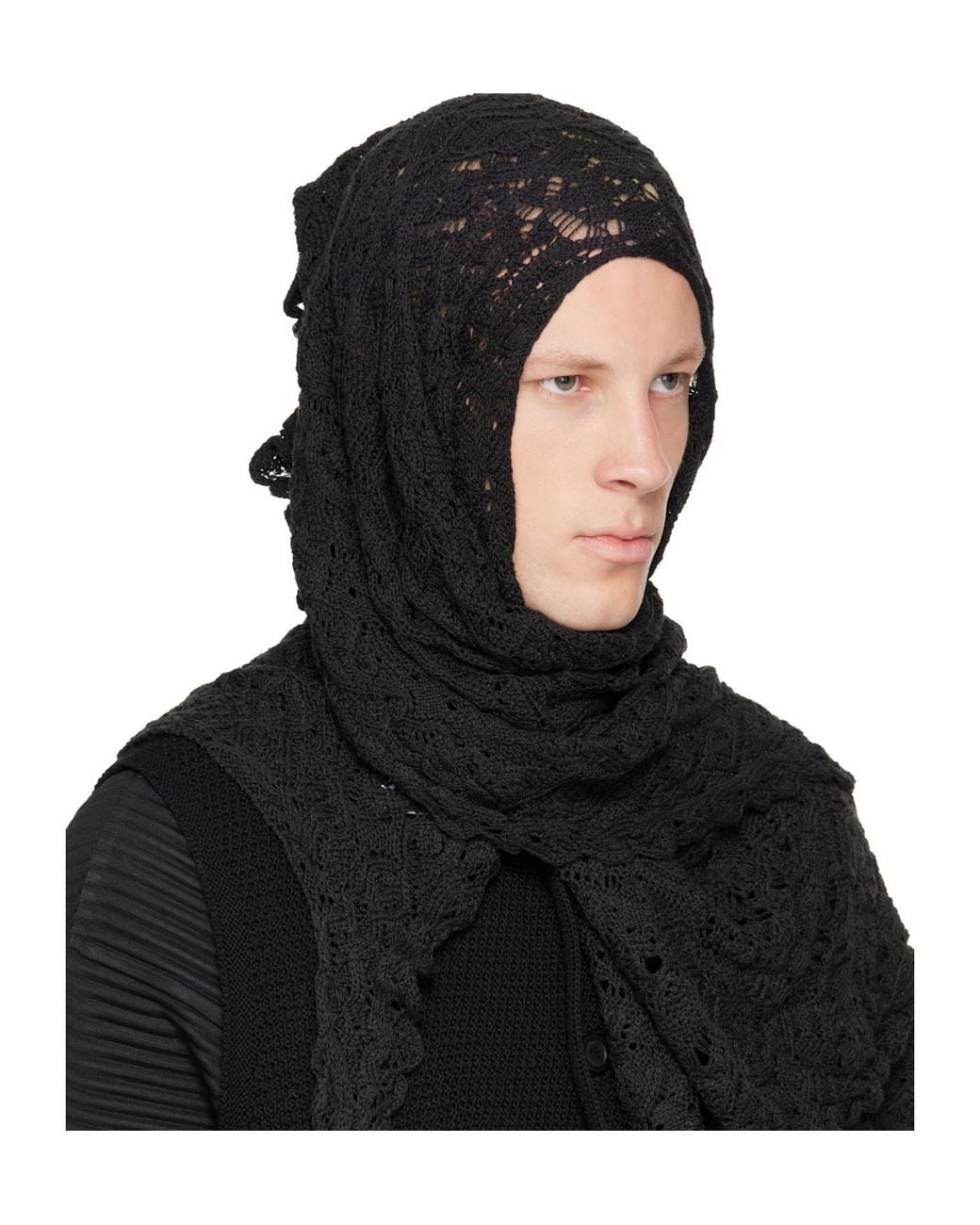 Homme Plissé Issey Miyake Black Branches And Leaves May Scarf for men