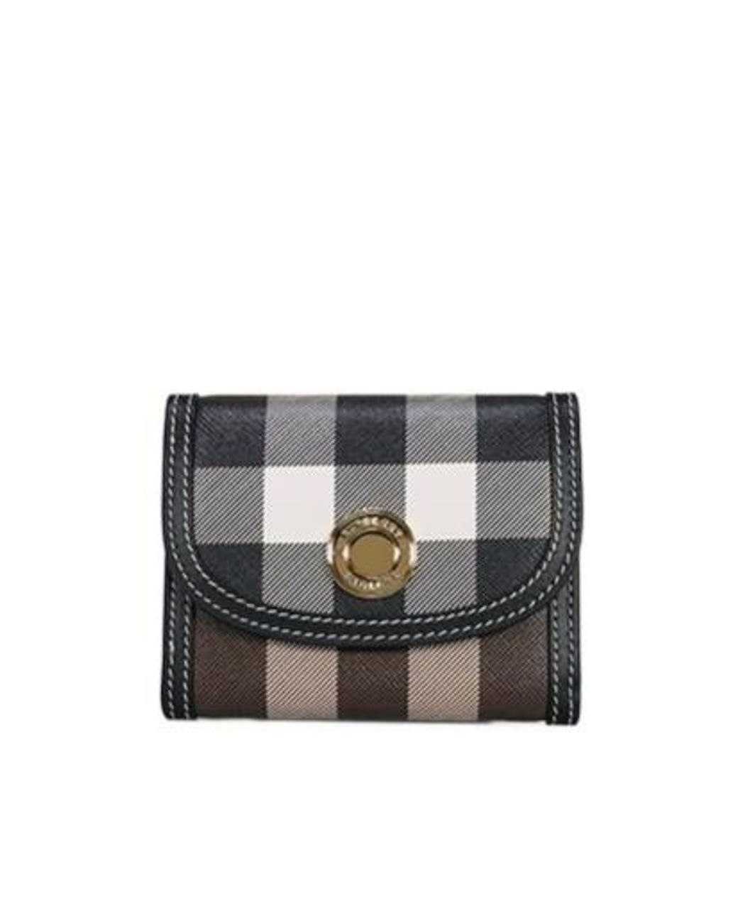 Burberry Black Checked Tri-Fold Wallet