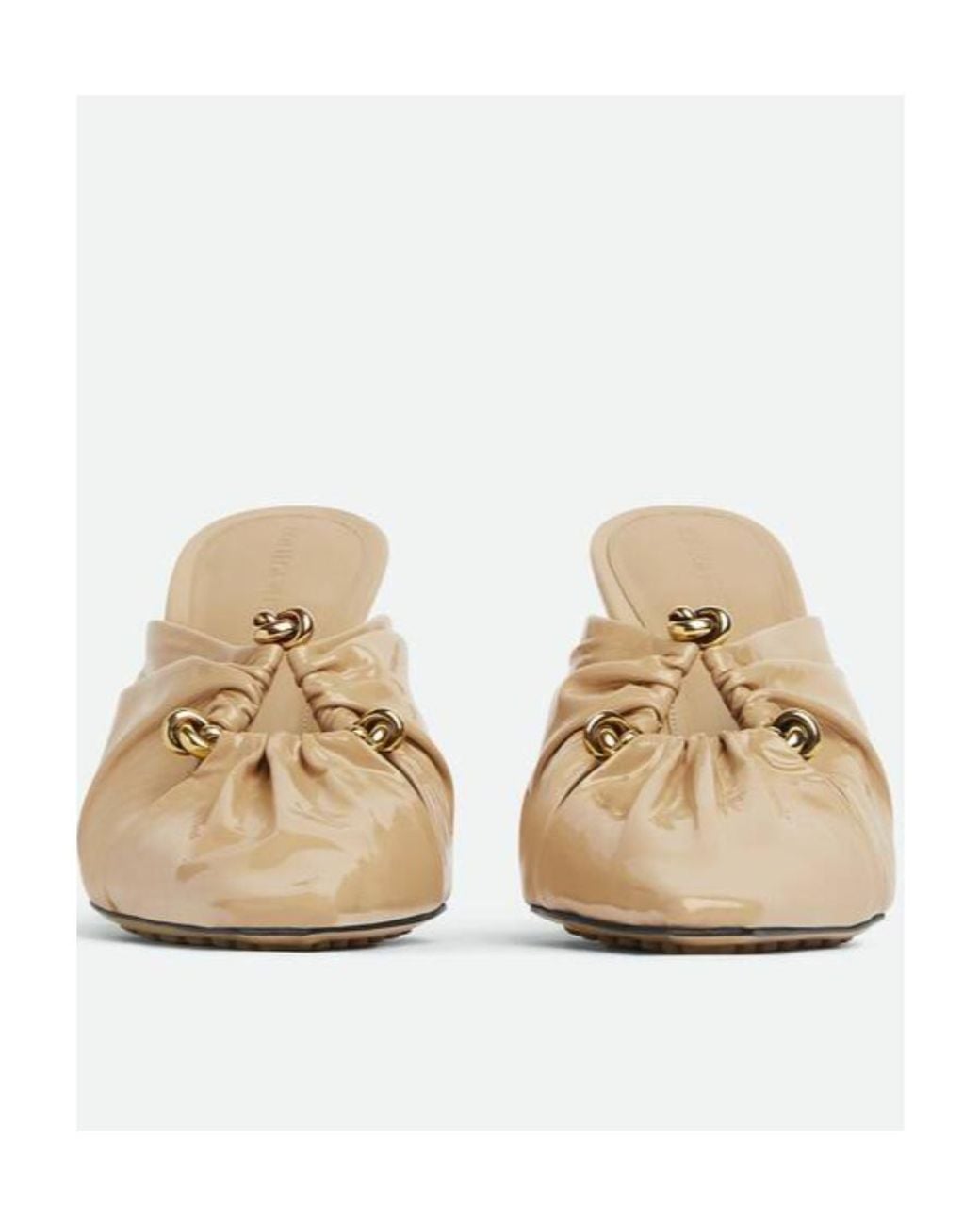Bottega Veneta Natural Patent Leather High Heel Mules