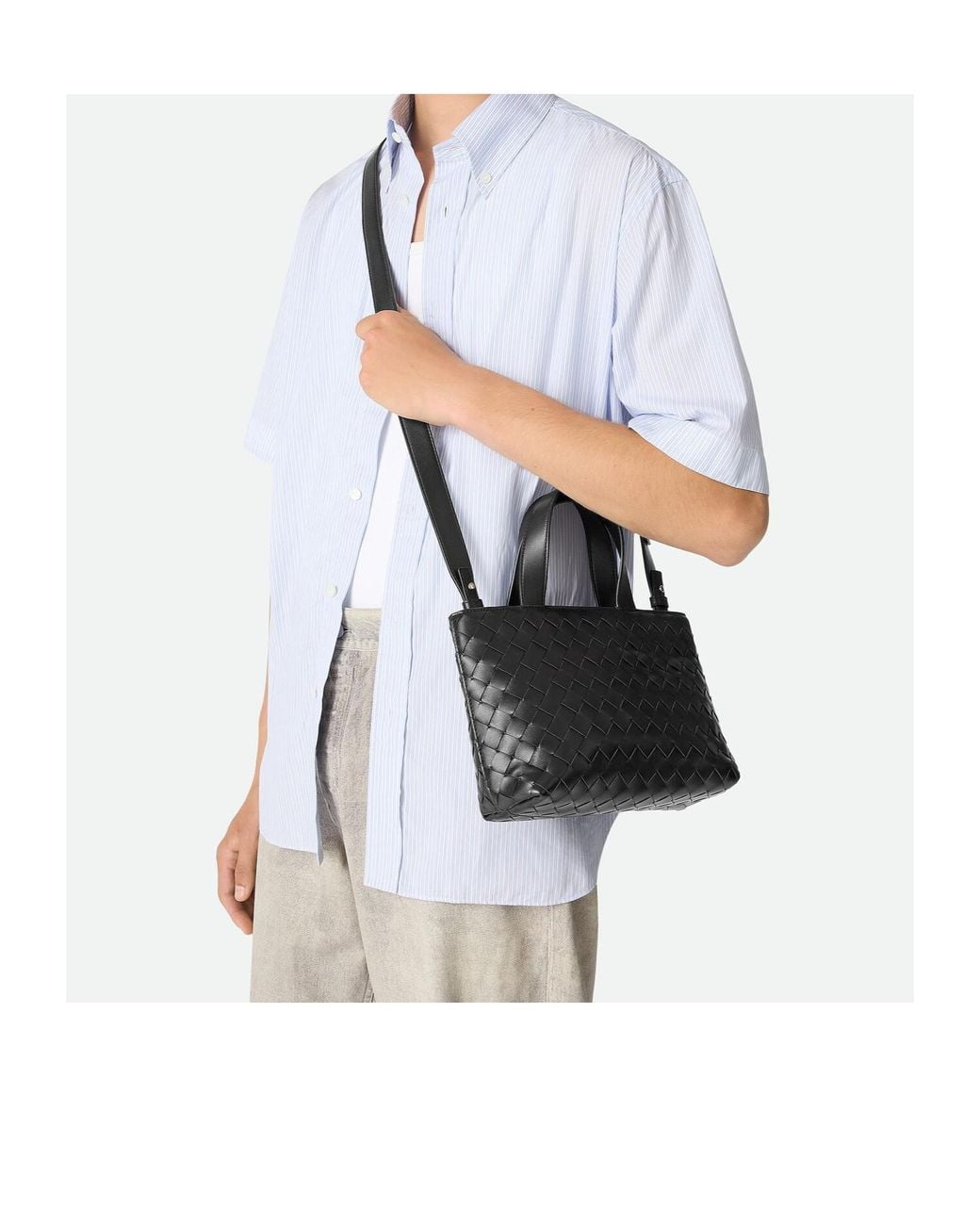 Bottega Veneta Black Mini Intrecciato Zipped Tote Bag for men