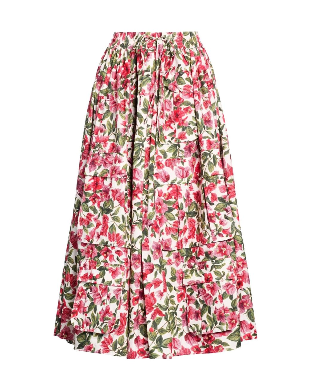 Farm Rio Red Floral Midi Skirt