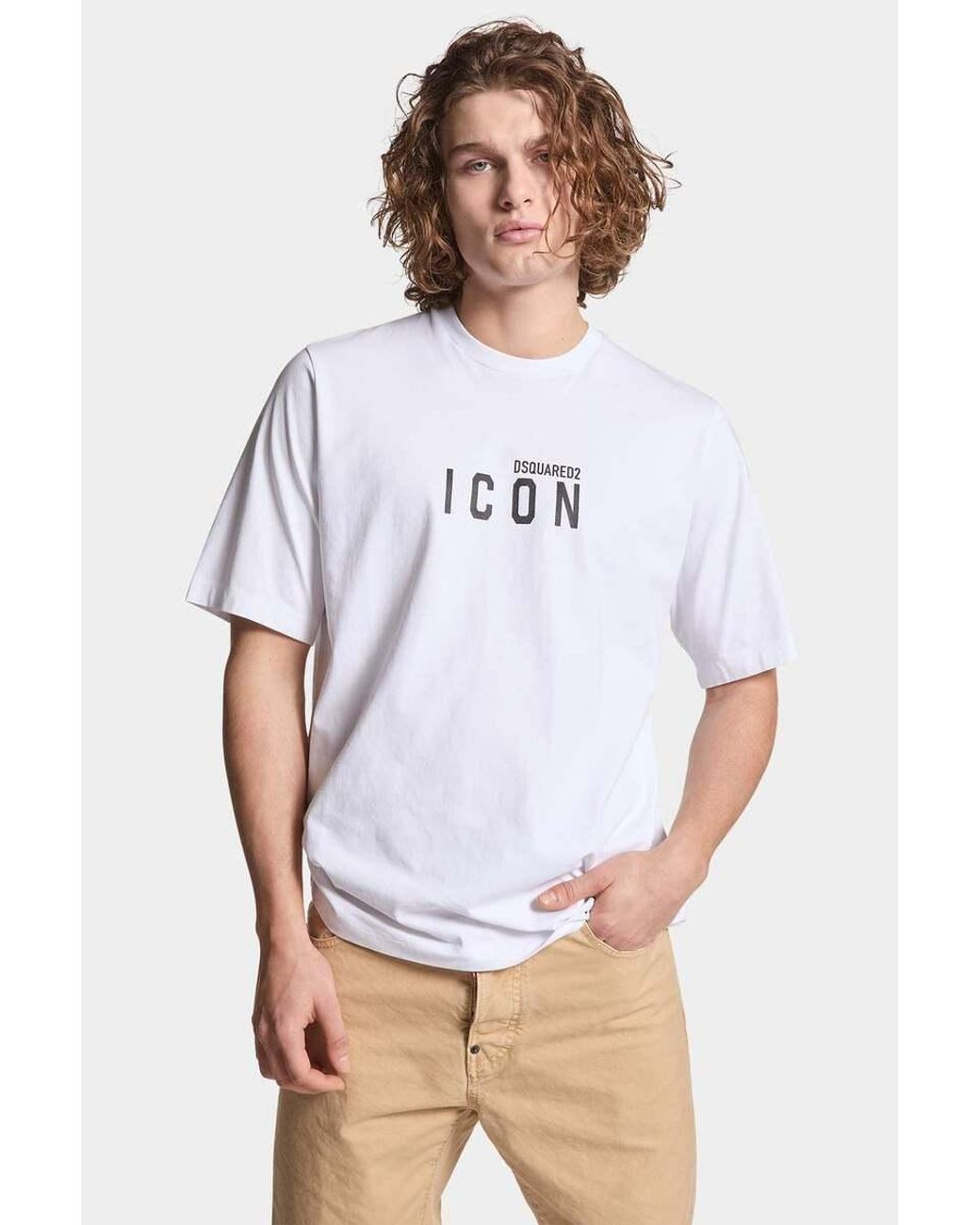 DSquared² White Icon Logo Printed Crewneck T-Shirt for men
