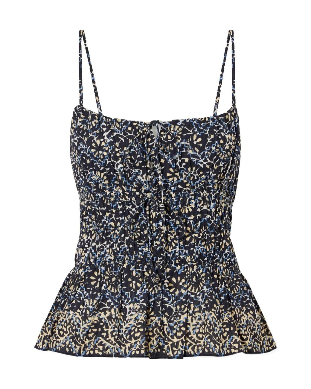 Ulla Johnson Black Anya Printed-Cotton Tank