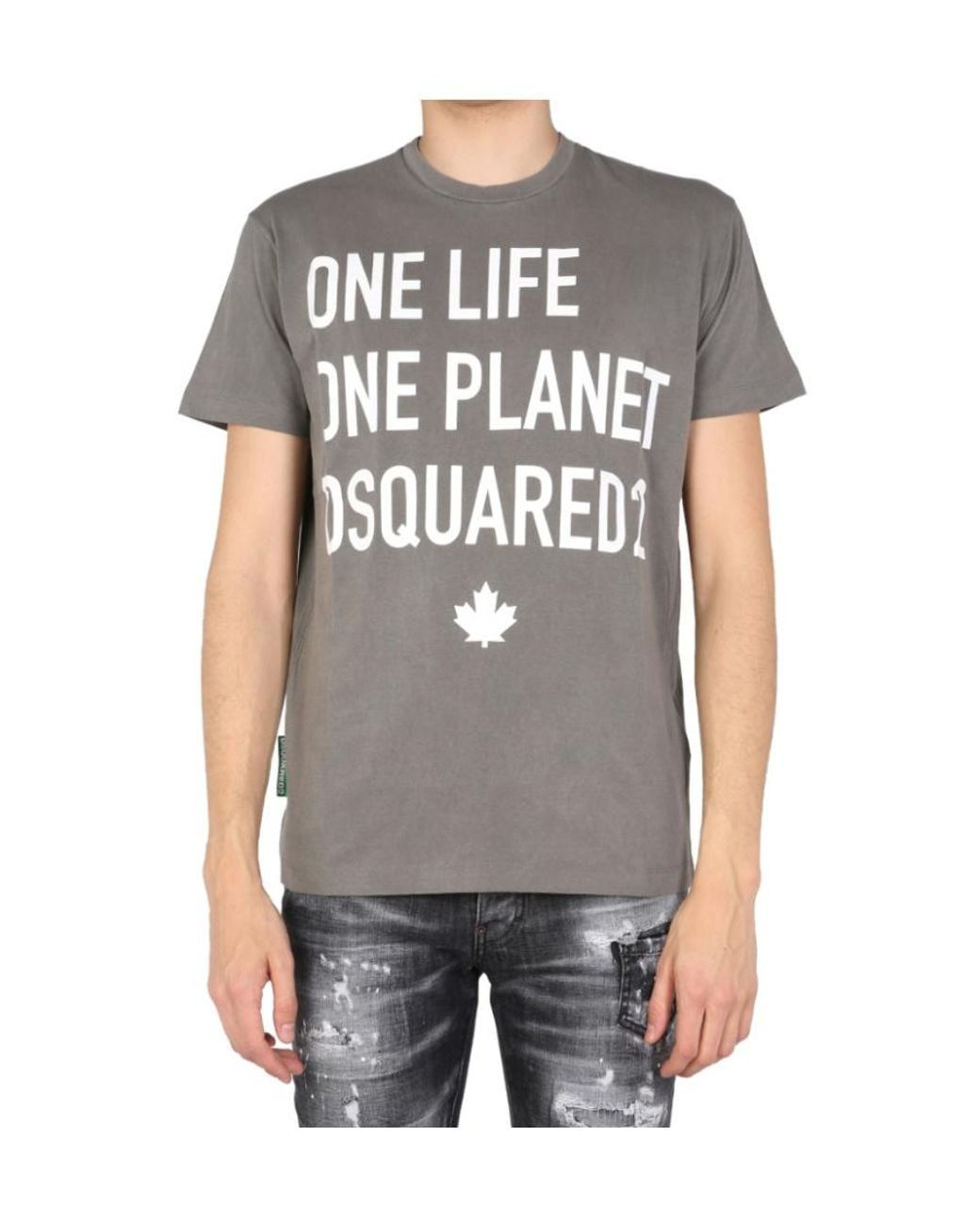 DSquared² Gray Slogan Print Crewneck T-Shirt for men