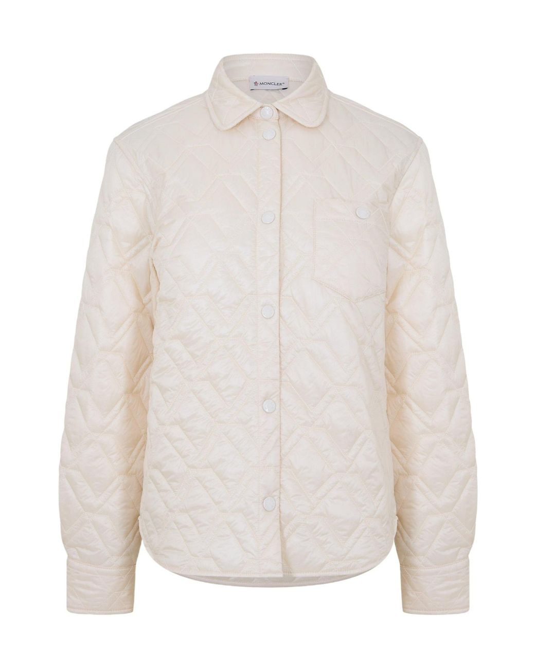 Moncler White Quilted Check Shirt Down Jacket