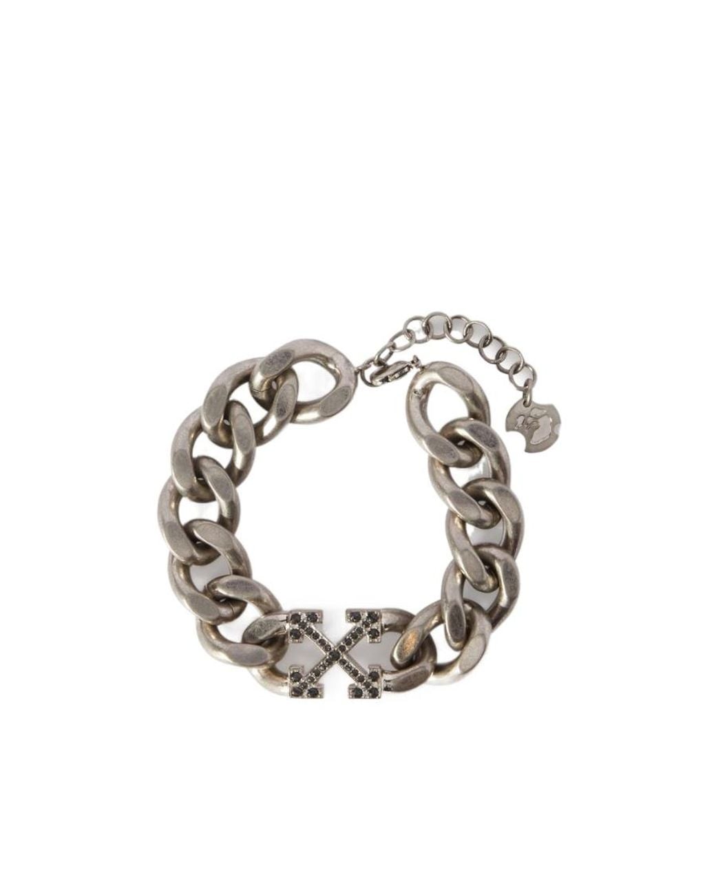 Off-White c/o Virgil Abloh White Arrows Crystal-Embellished Chain Bracelet for men