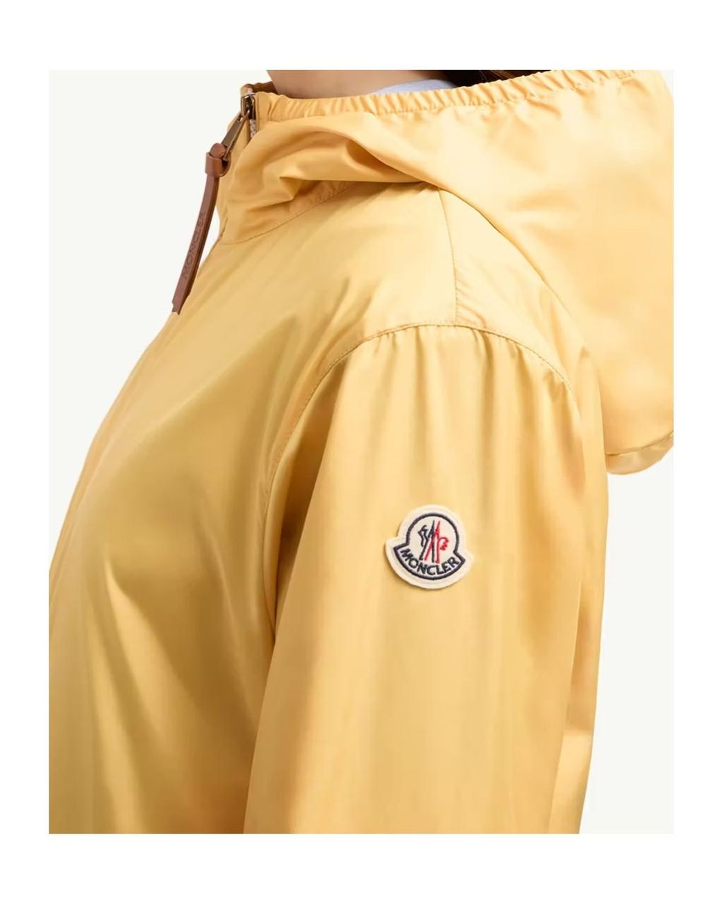 Moncler Yellow Logo Patch Zip-Up Hooded Jacket
