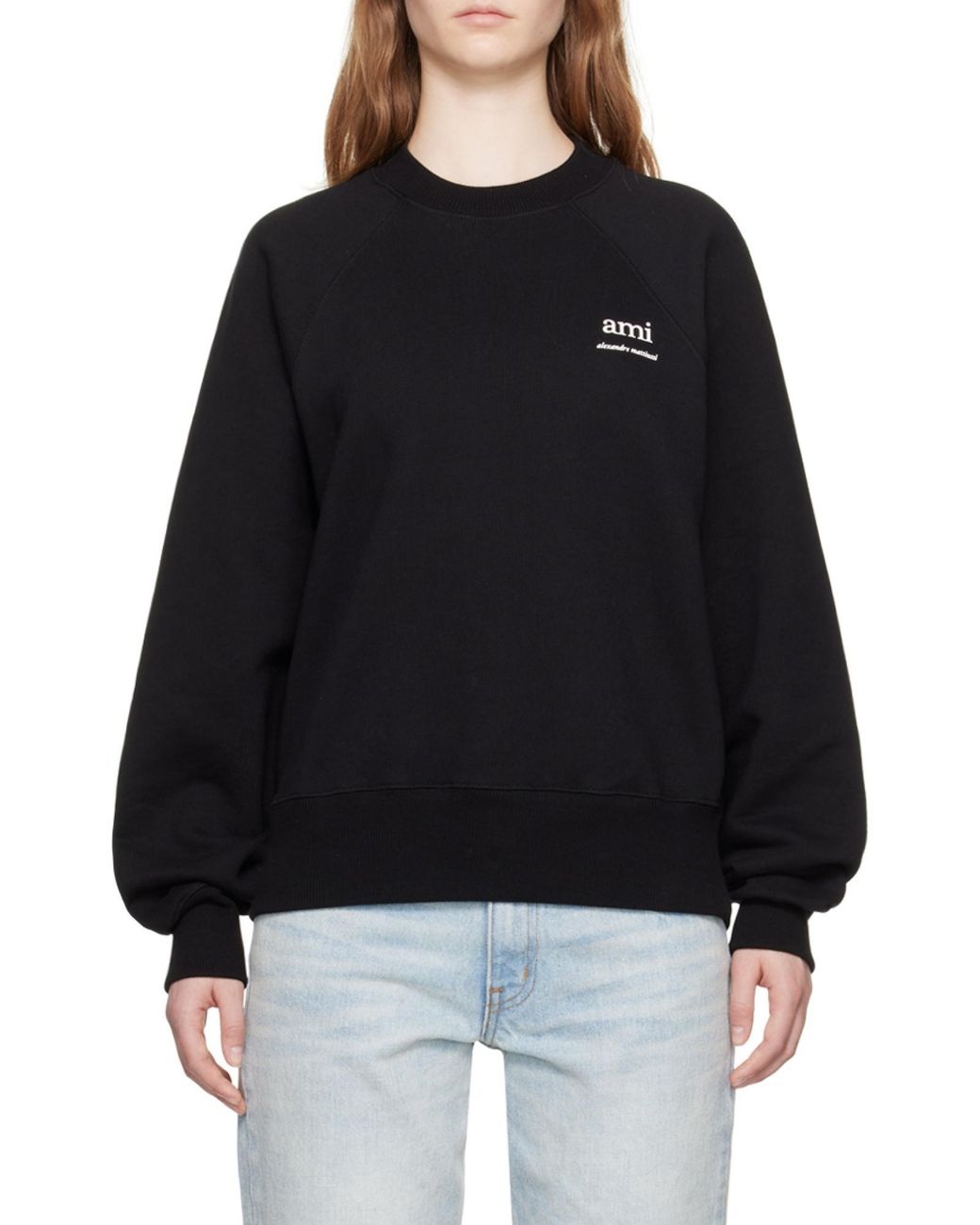 AMI Blue Logo Printed Crewneck Sweatshirt for men