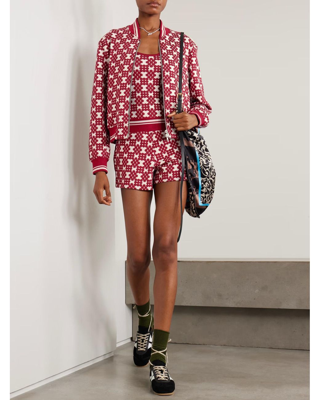 Dries Van Noten Red Jacquard Knit Sports Jacket
