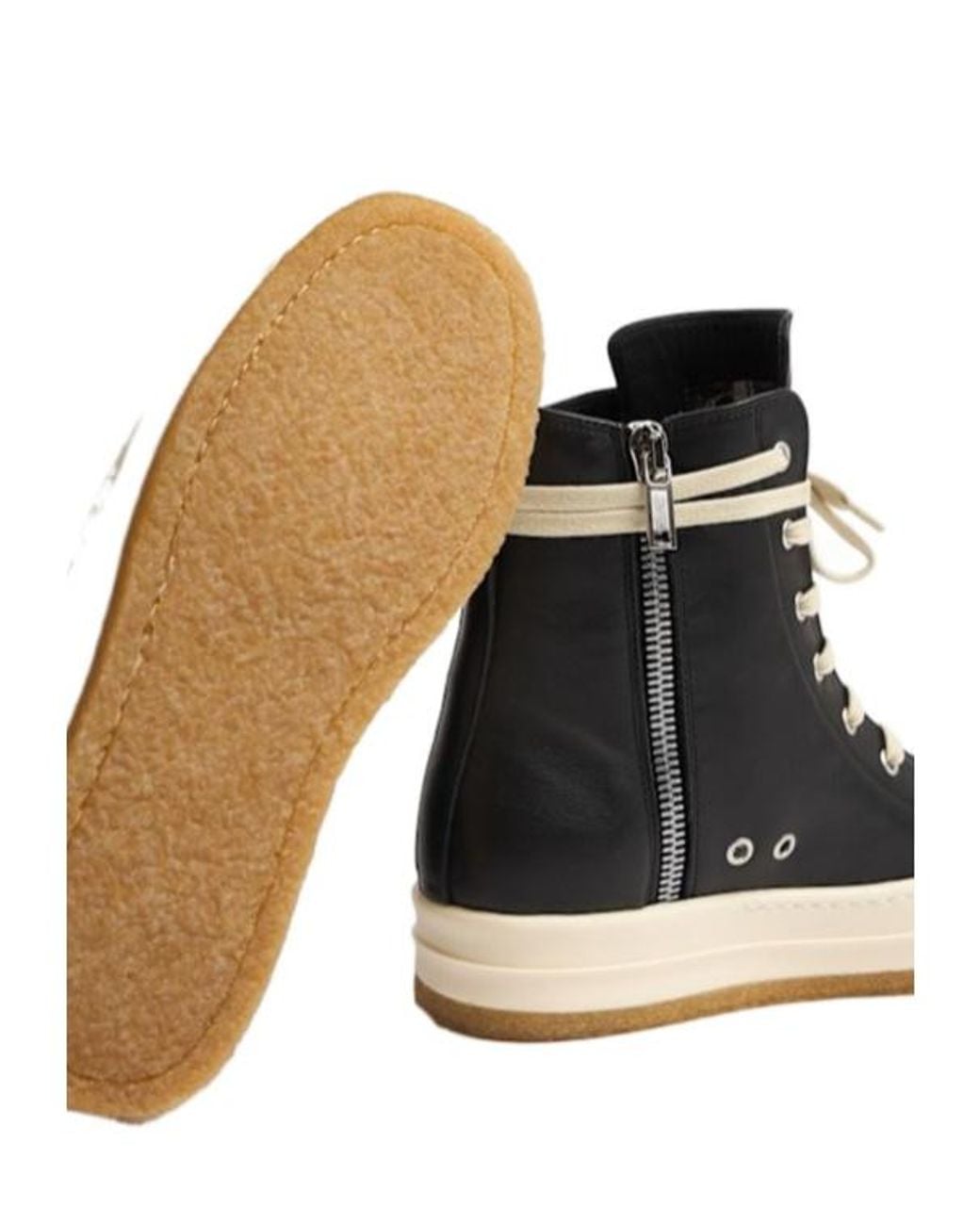 Rick Owens Black 20Mm Creep Leather Sneakers