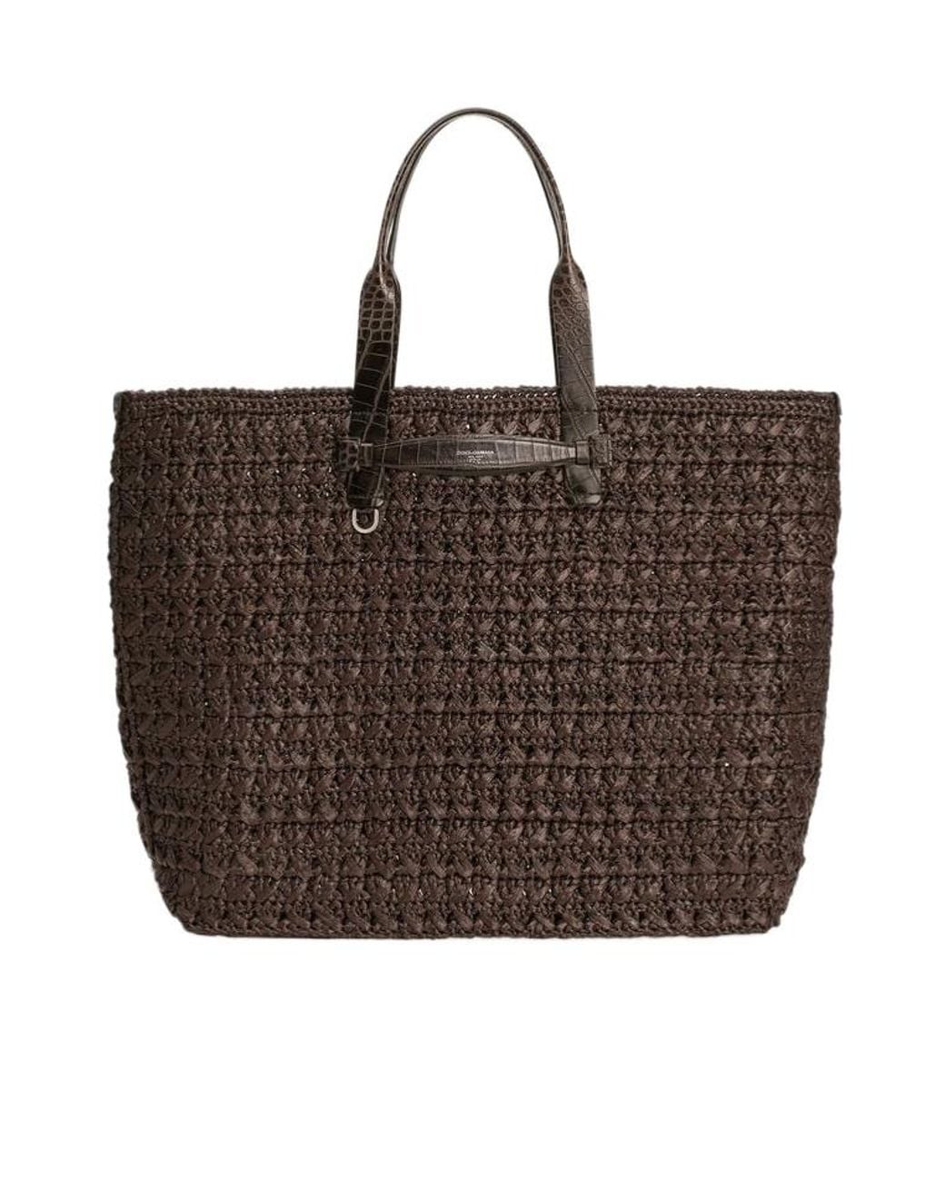 Dolce & Gabbana Brown Crochet Shopping Bag for men