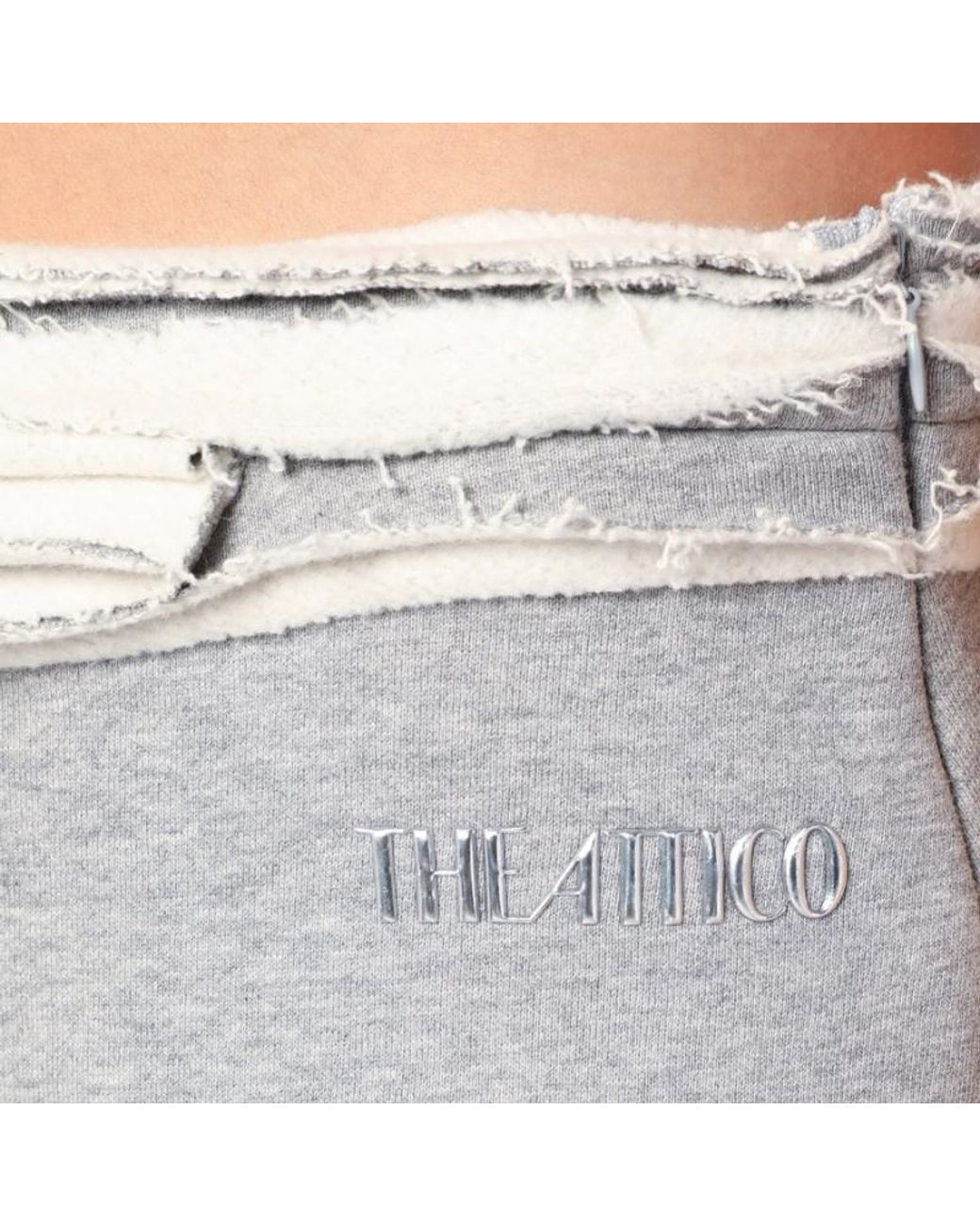 The Attico Gray Logo Printed Asymmetric Layered Skirt