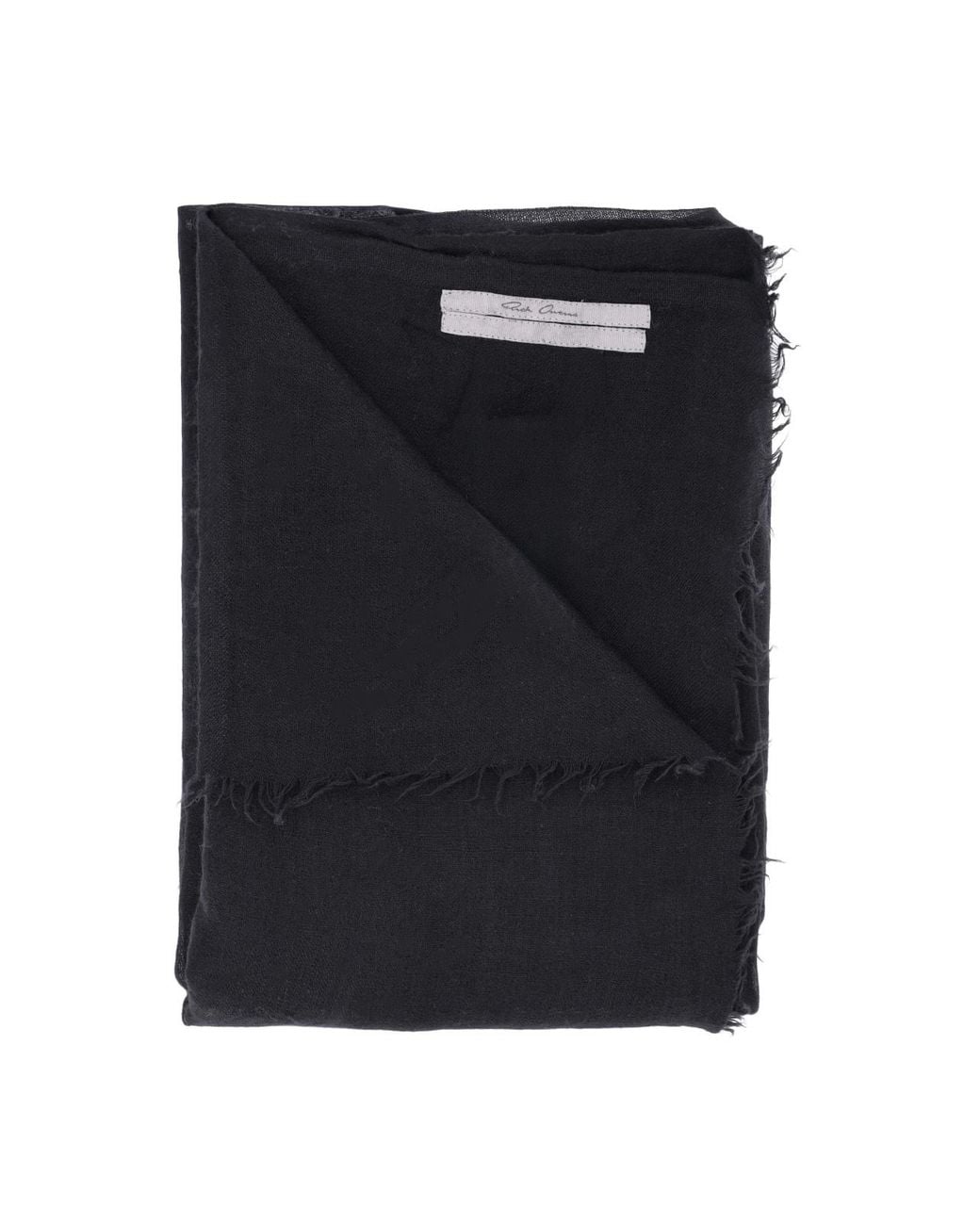 Rick Owens Black Fringed Lightweight Scarf for men