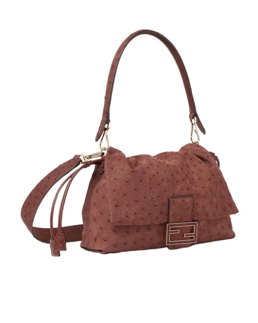 Fendi Brown Ostrich Leather Bag