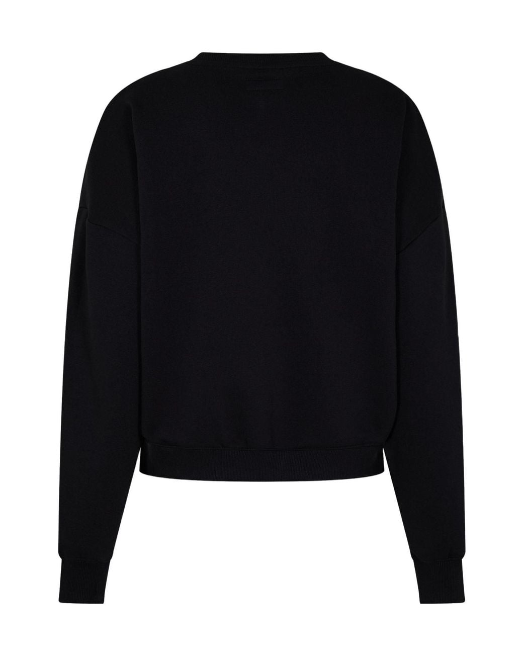 Guess Black Round-Neck Short-Length Dropped-Shoulder Sweatshirt