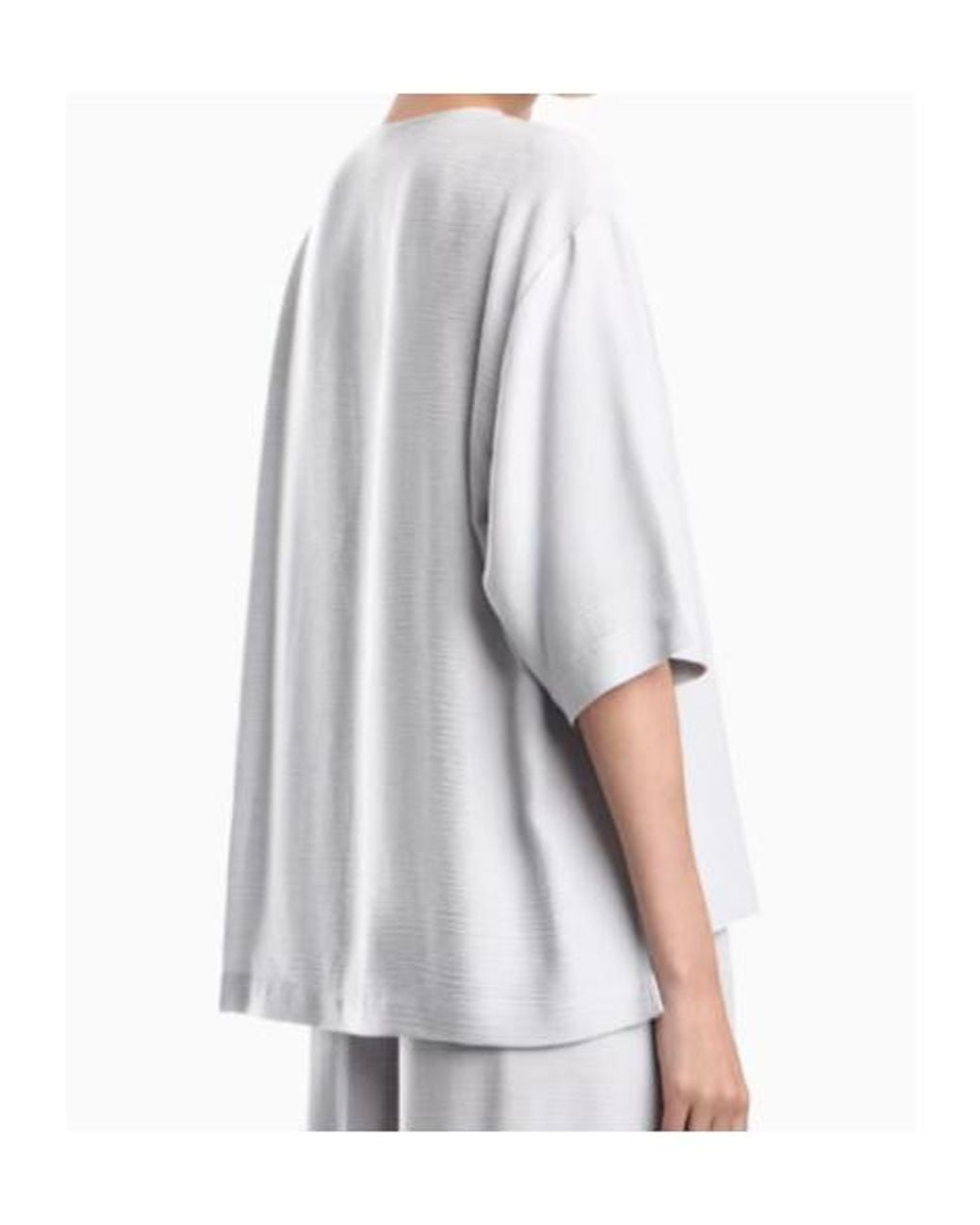 Emporio Armani White Textured Fabric Blouse With Bark Effect Signature Capsule