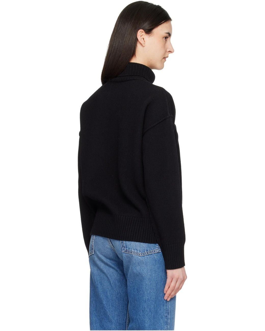 AMI Black Ami Ami De Coeur Funnel Neck Sweater for men