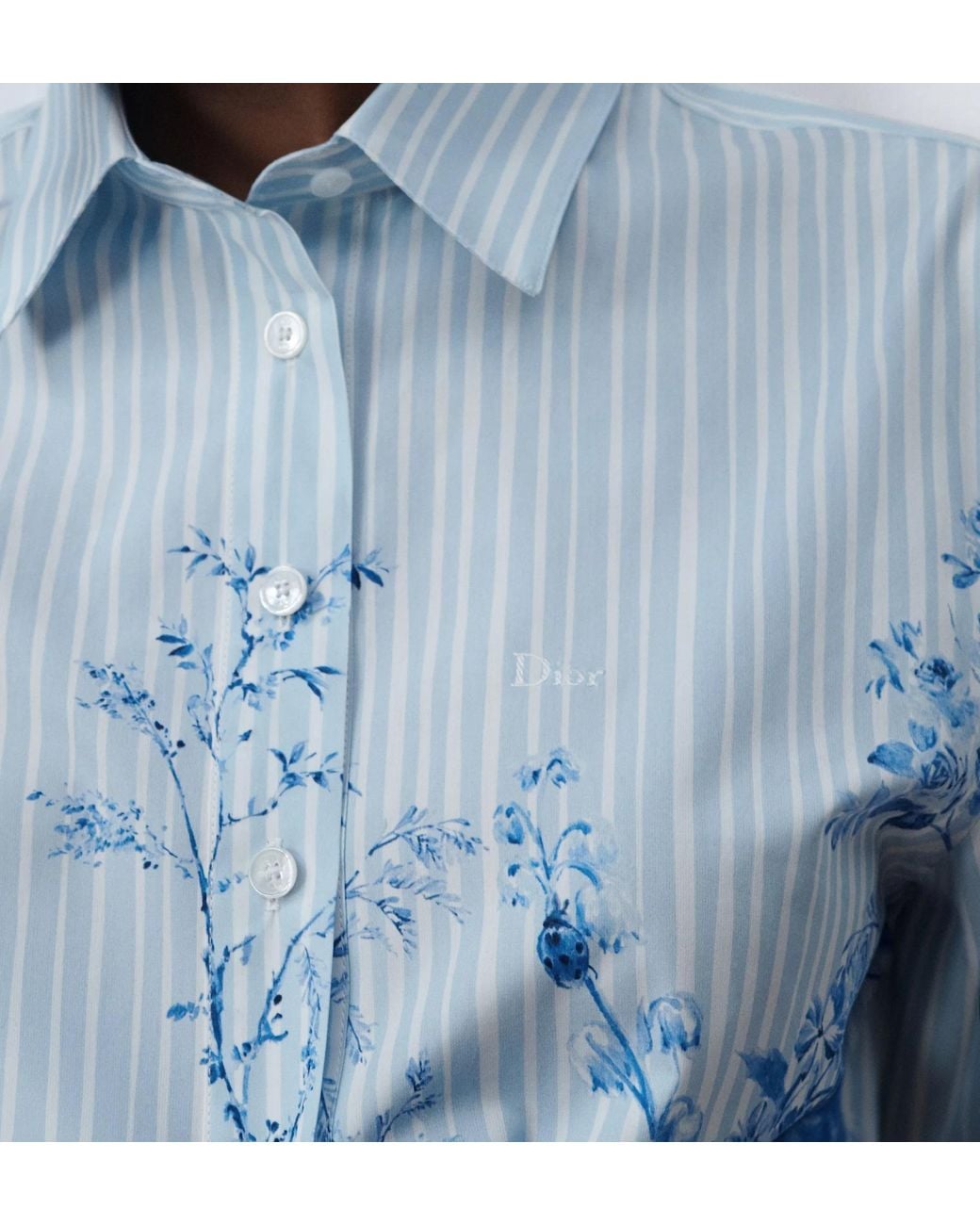 Dior Blue Iviera Tied Cropped Blouse