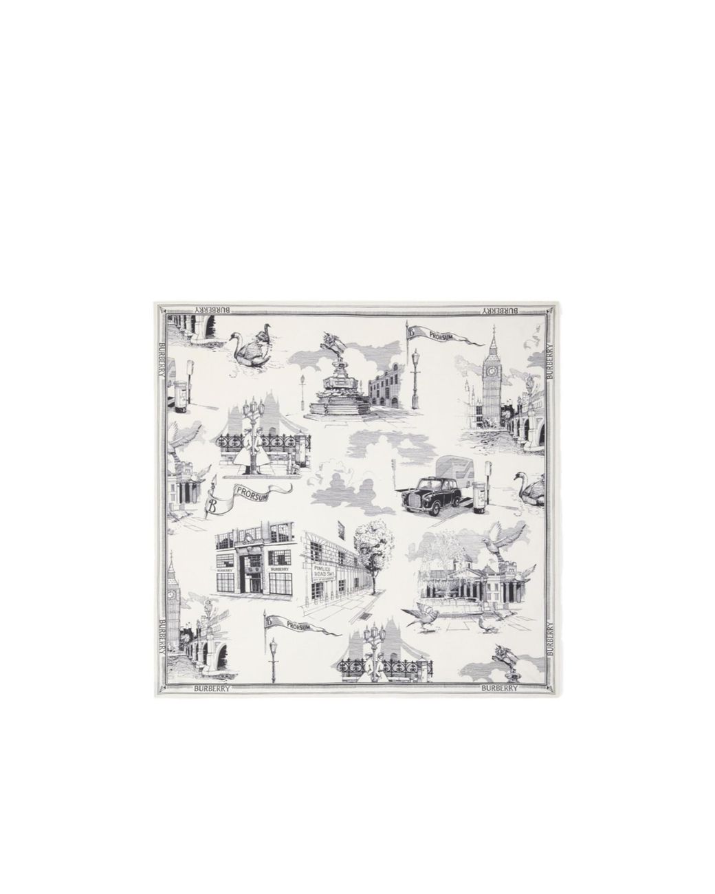Burberry White London Landmarks Printed Finished-Edge Scarf