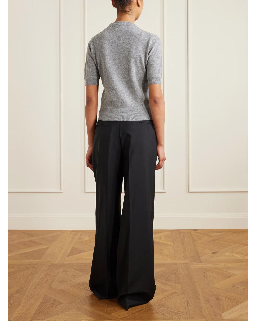 Jil Sander Gray Short-Sleeved Wool Knit Sweater