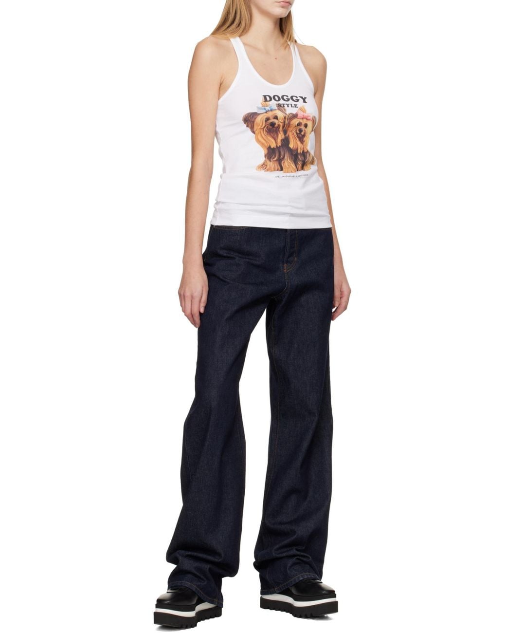 Stella McCartney White Doggy Printed Tank Top