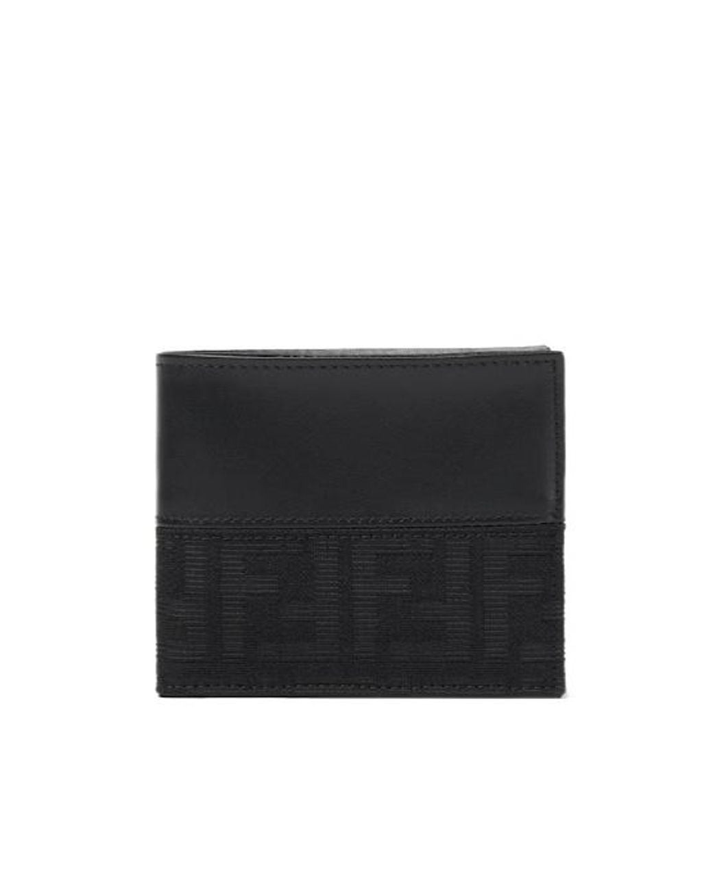 Fendi Black Ff Jacquard Bi-Fold Wallet for men