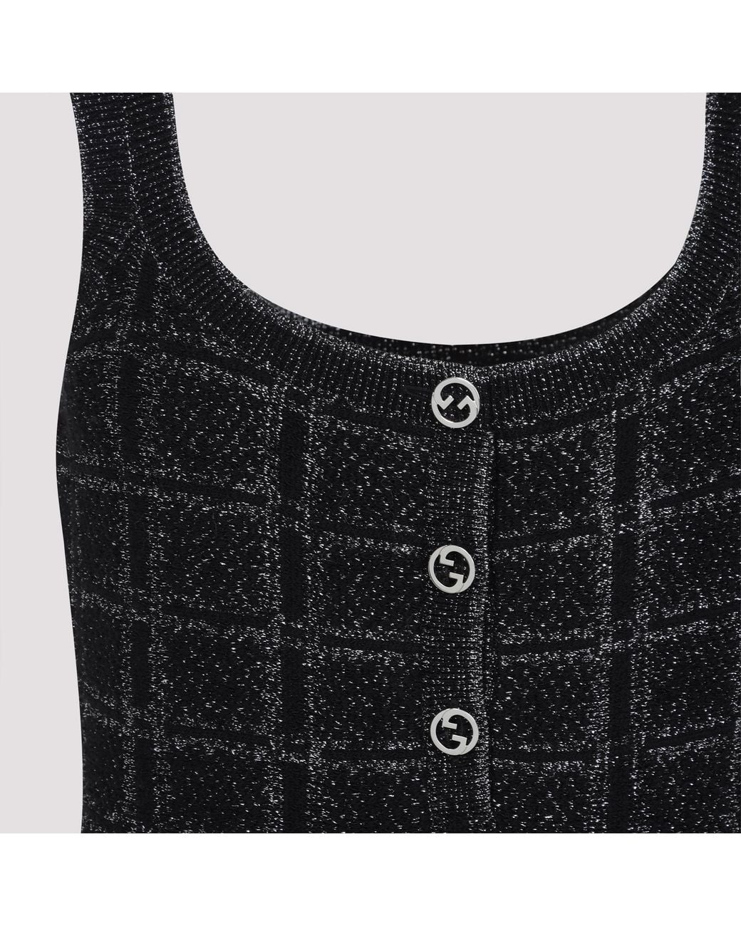 Gucci Black Lamé Check Jacquard Dress