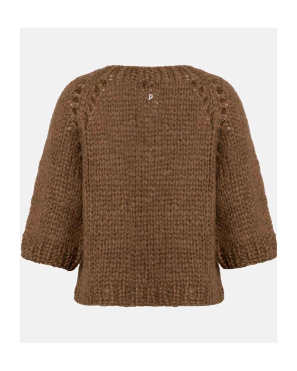 Dondup Brown Open-Knitted Crewneck Jumper