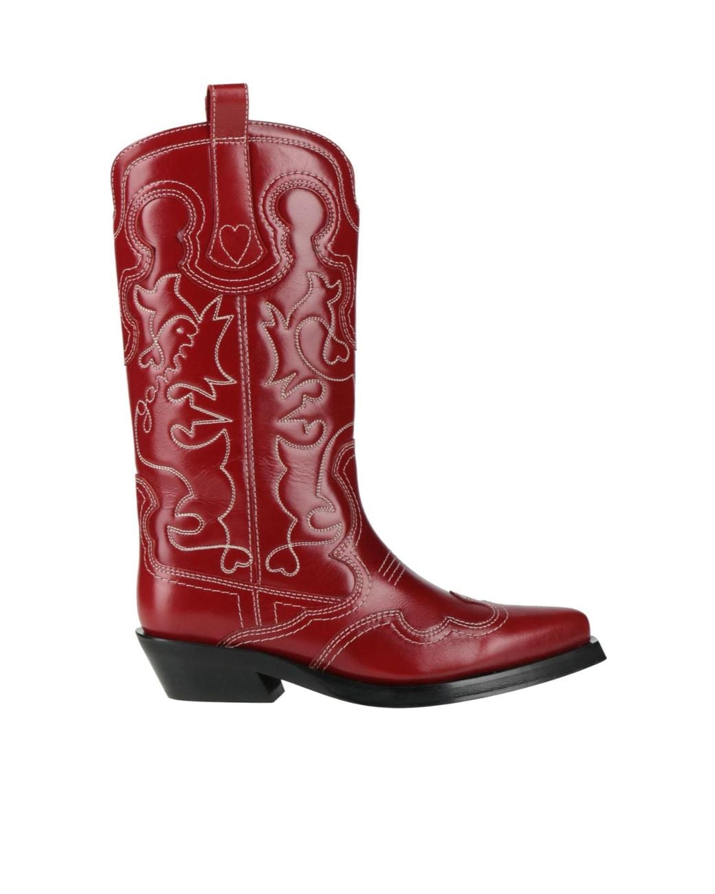 Ganni Red Minimalist Denim Boots