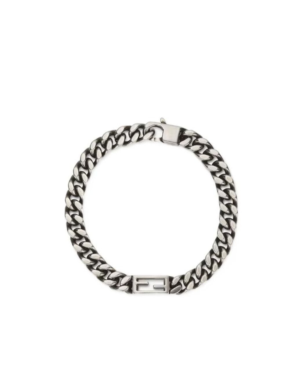 Fendi Metallic Tube Chained Bracelet for men