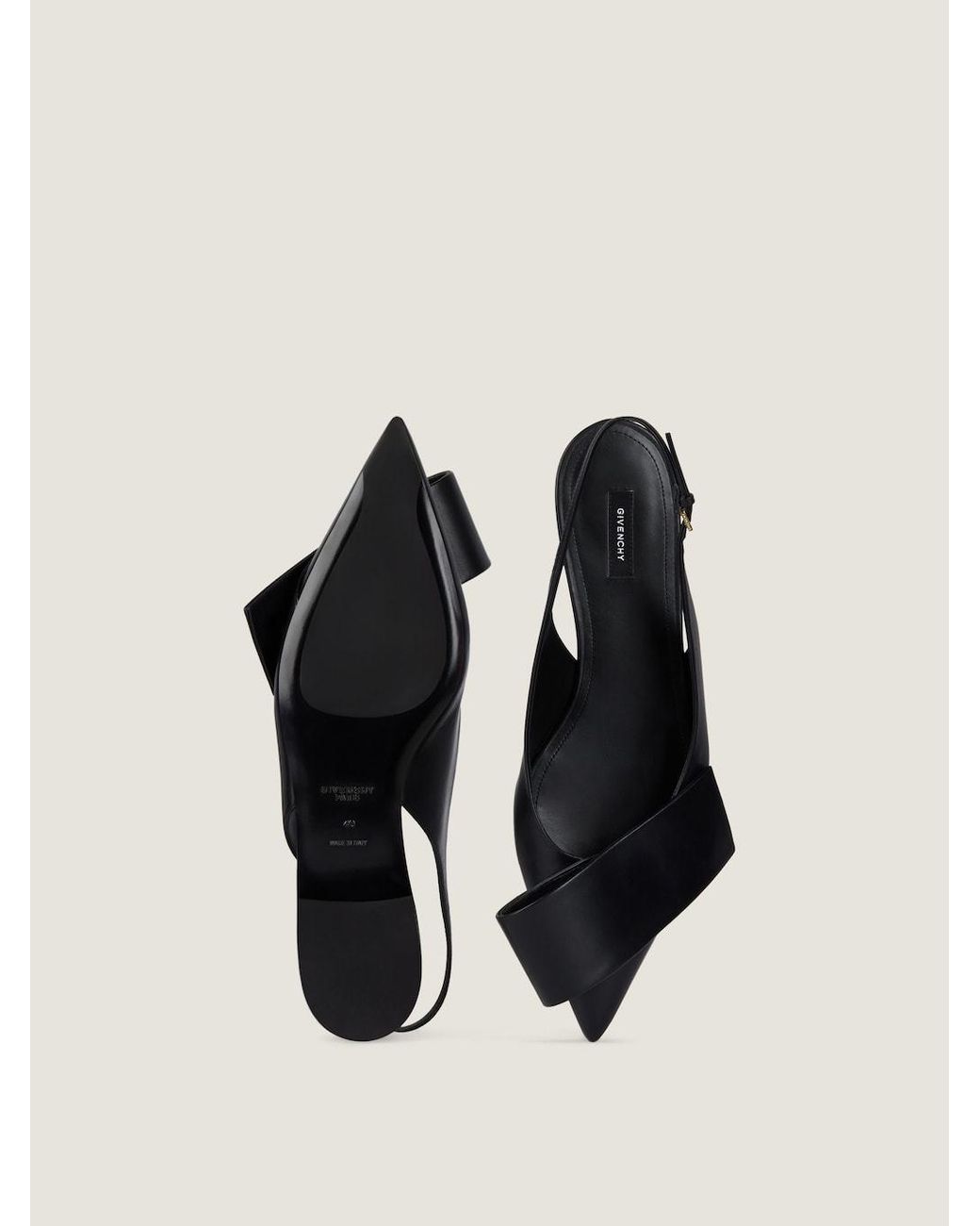 Givenchy Black Twisted Ribbon Slingback Flat Shoes