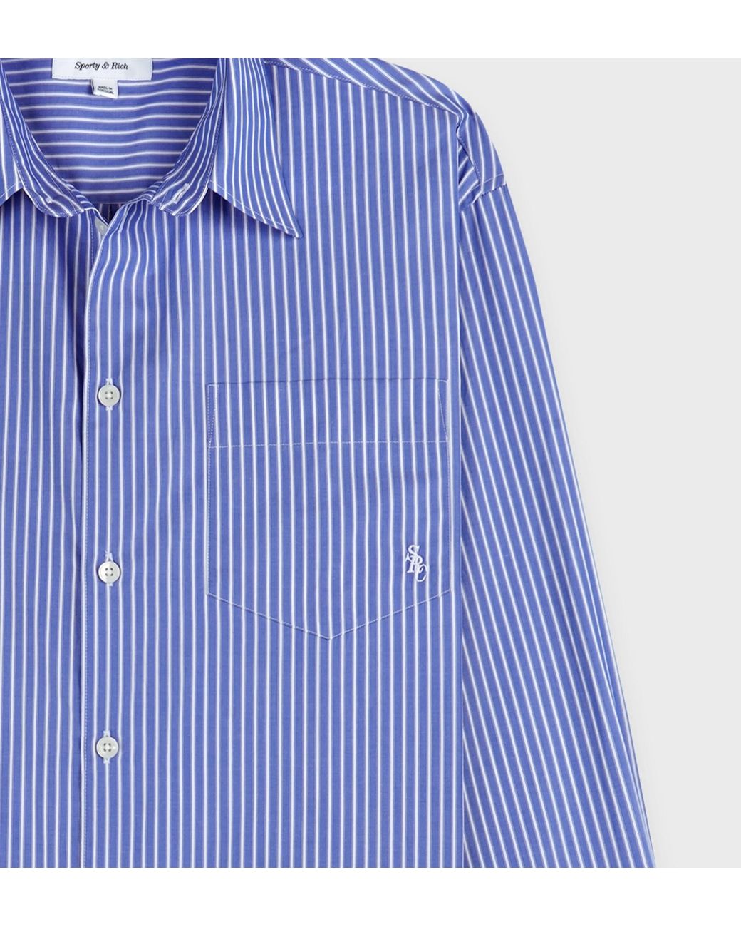 Sporty & Rich Blue Oversized Striped Shirt