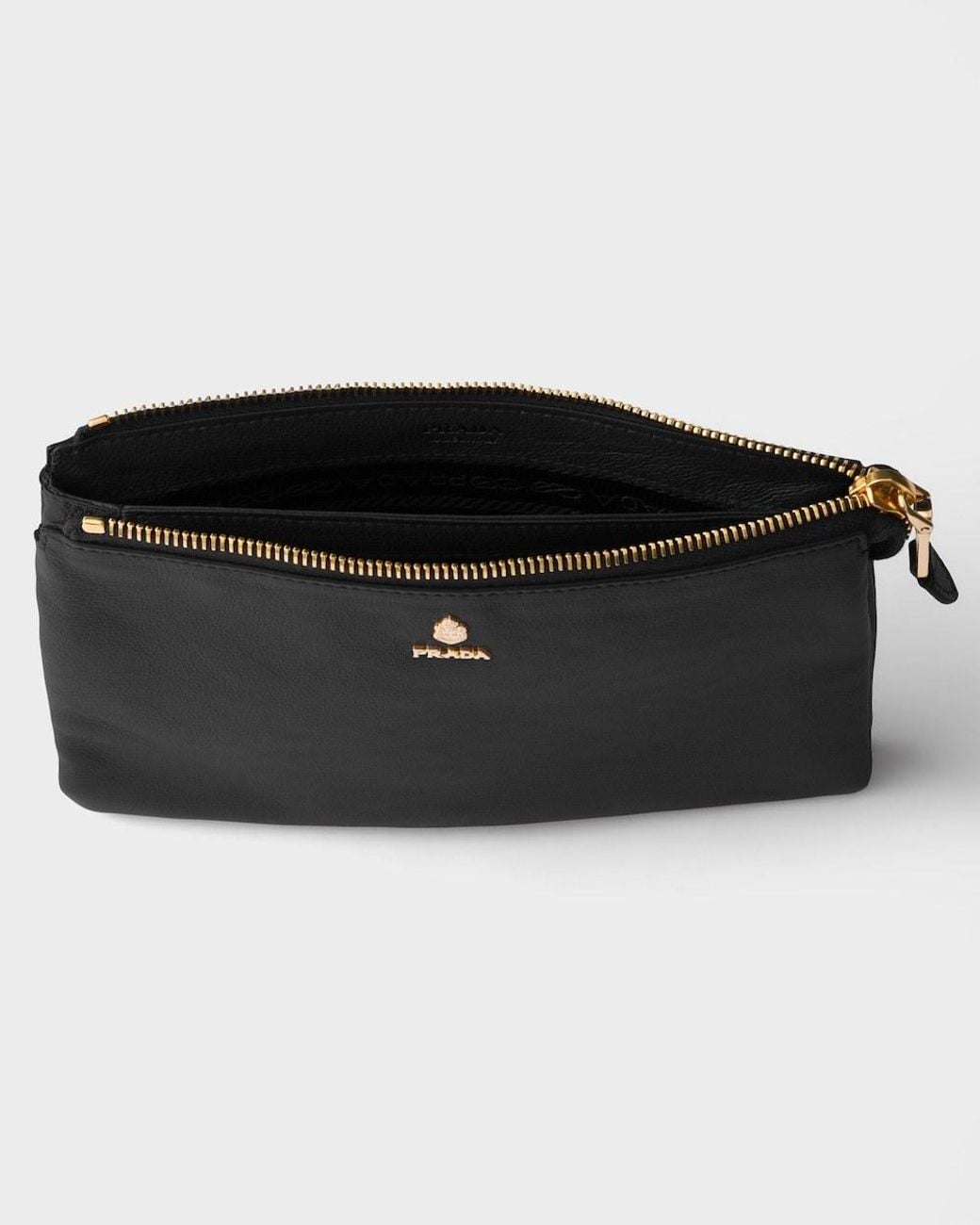 Prada Black Leather Zipper Pouch