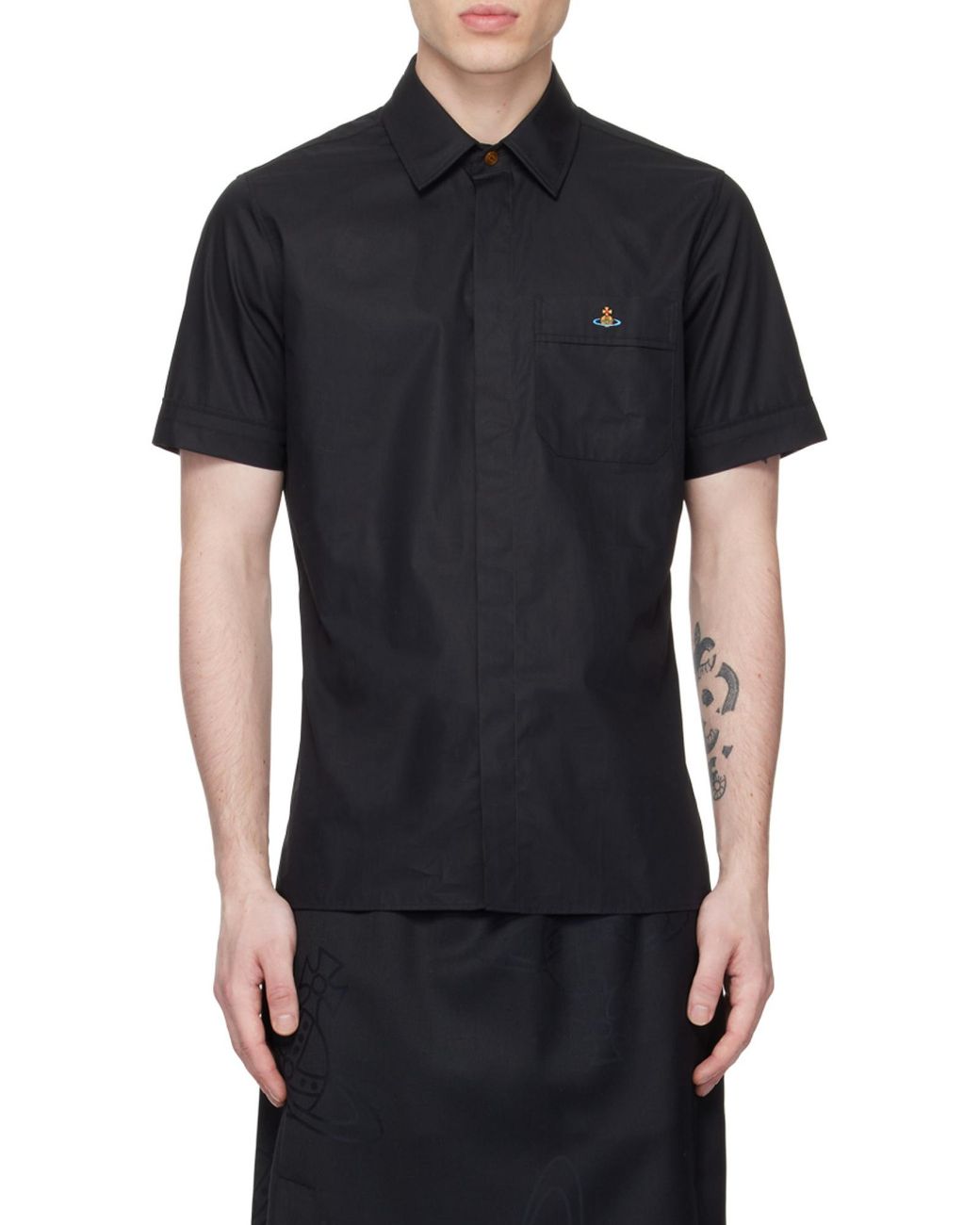 Vivienne Westwood Black Orb Embroidered Short-Sleeved Shirt for men