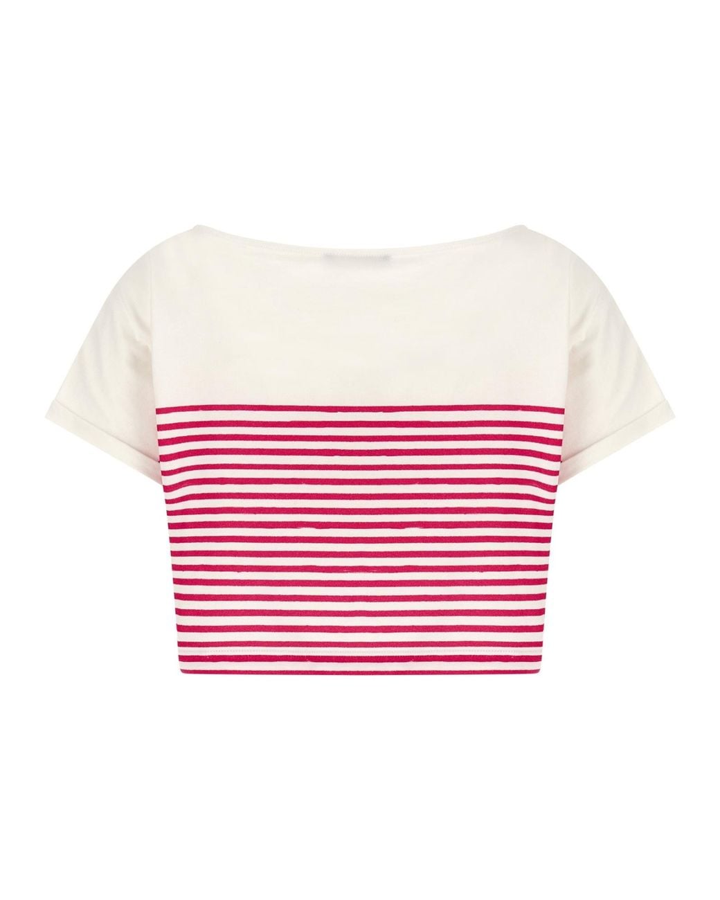 Balmain Pink Mariniere Cropped T-Shirt