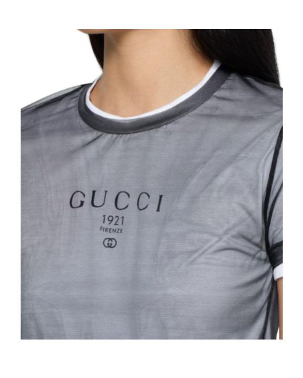 Gucci Gray Printed Double Layered Jersey T-Shirt