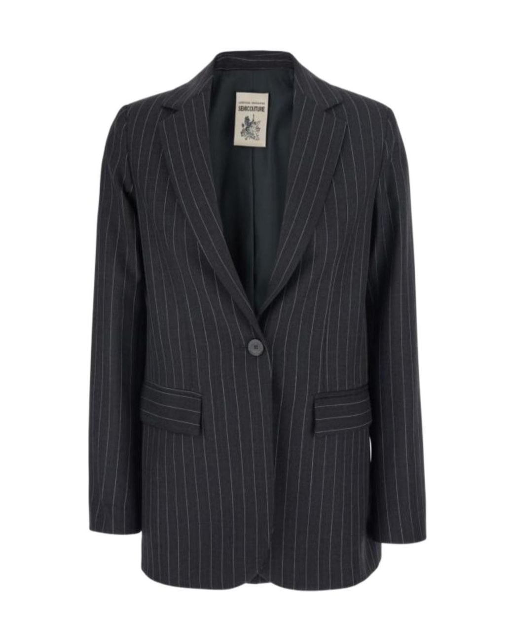 Semicouture Black Semi Couture Carmen Pinstripe Single-Breasted Blazer