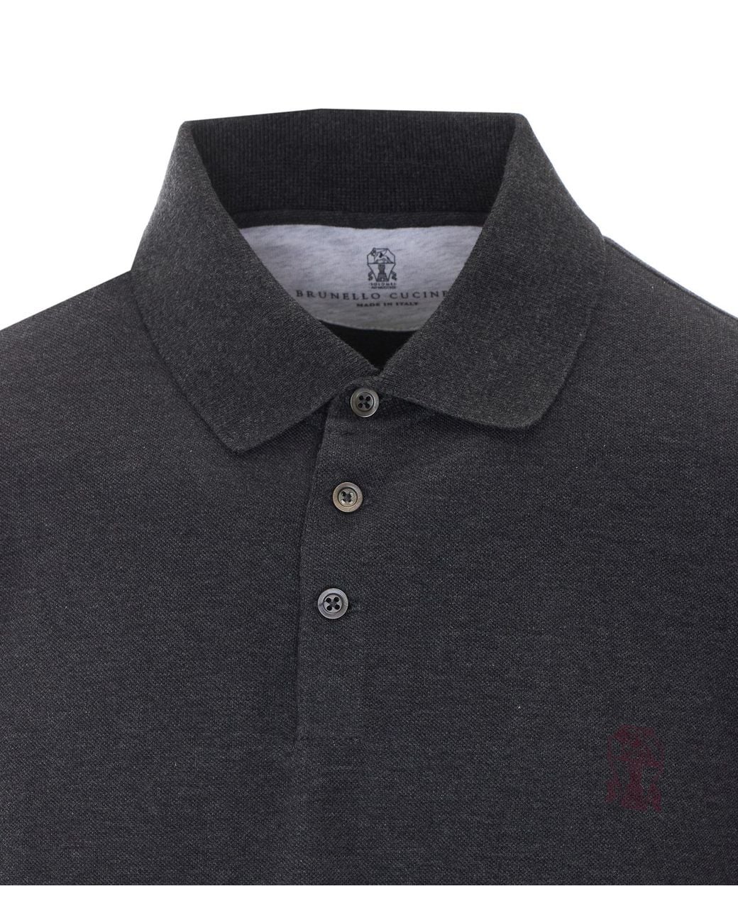 Brunello Cucinelli Black Logo Detailed Short-Sleeved Polo Shirt for men