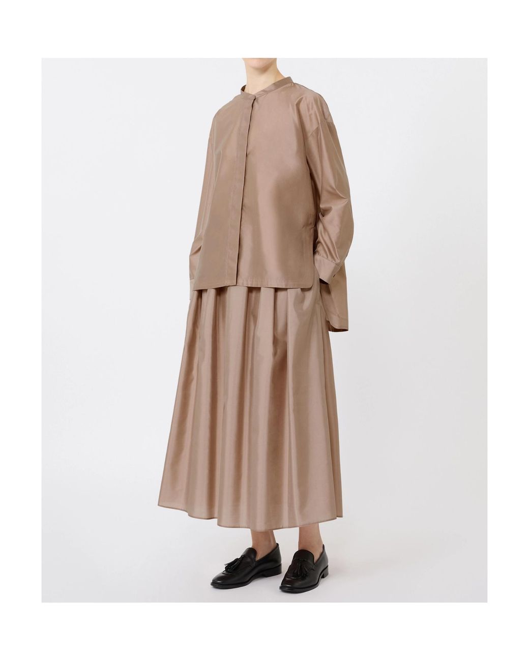 Max Mara Natural Pleated Midi Skirt