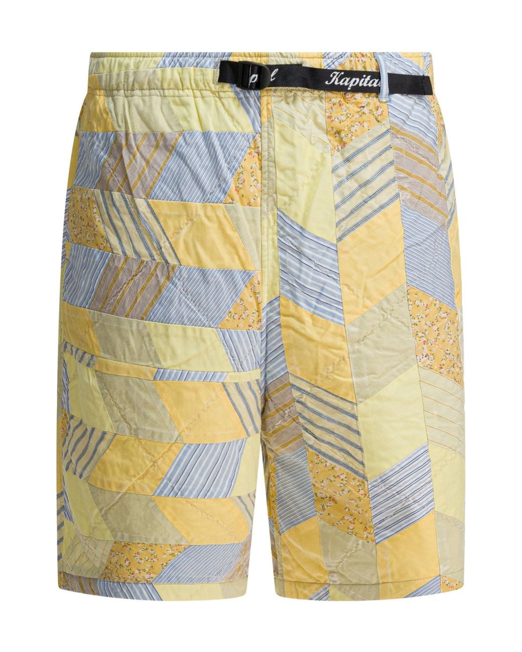 Kapital Yellow Patchwork Quilted Shorts for men