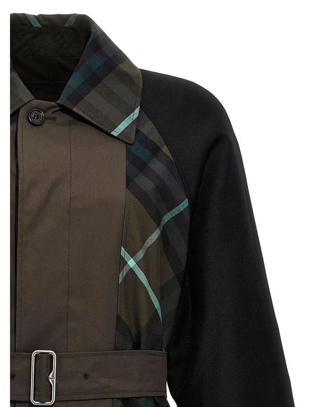 Burberry Black Check-Plaid Belted Reversible Trench Coat for men