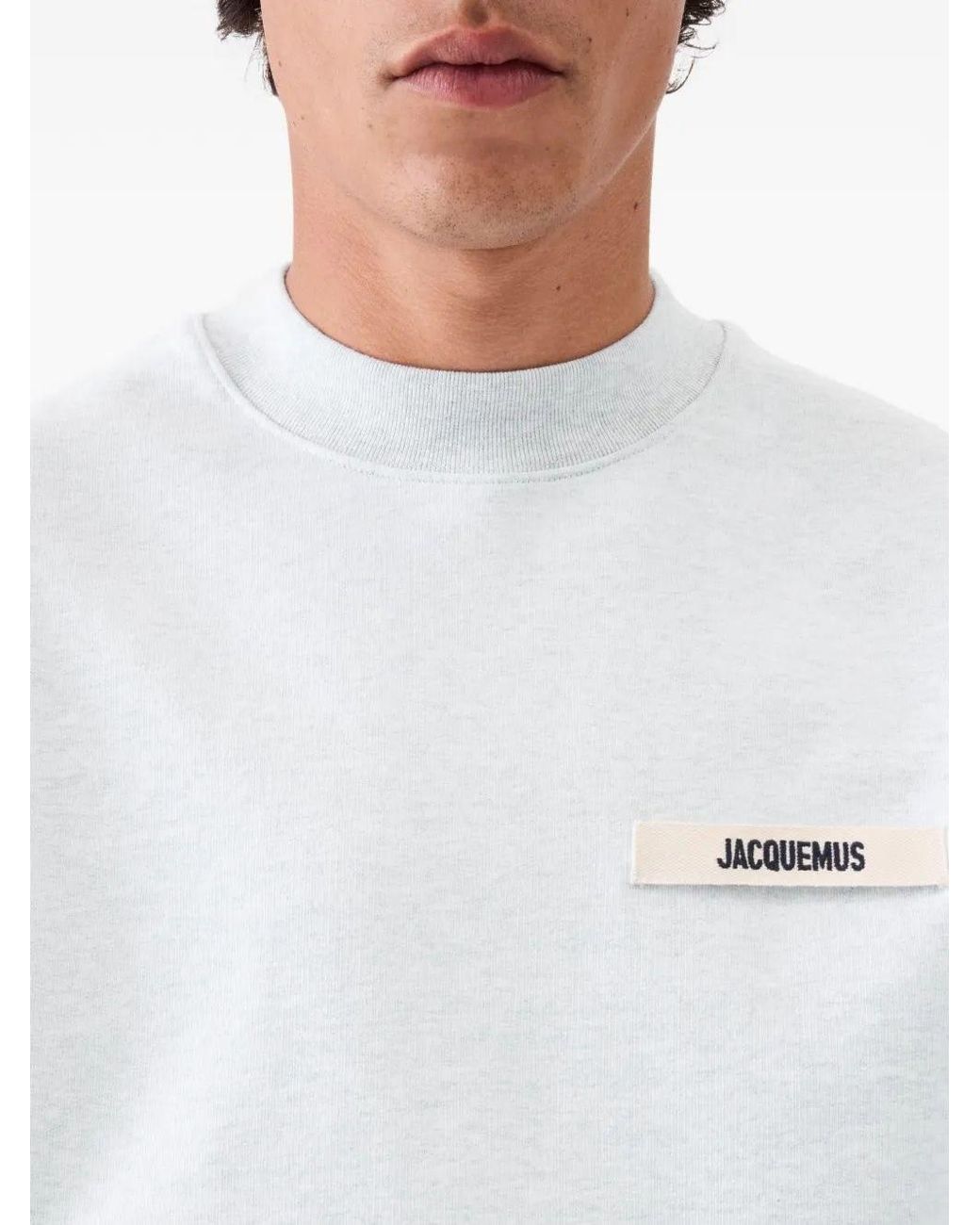 Jacquemus White Logo Patch Crewneck Sweatshirt for men