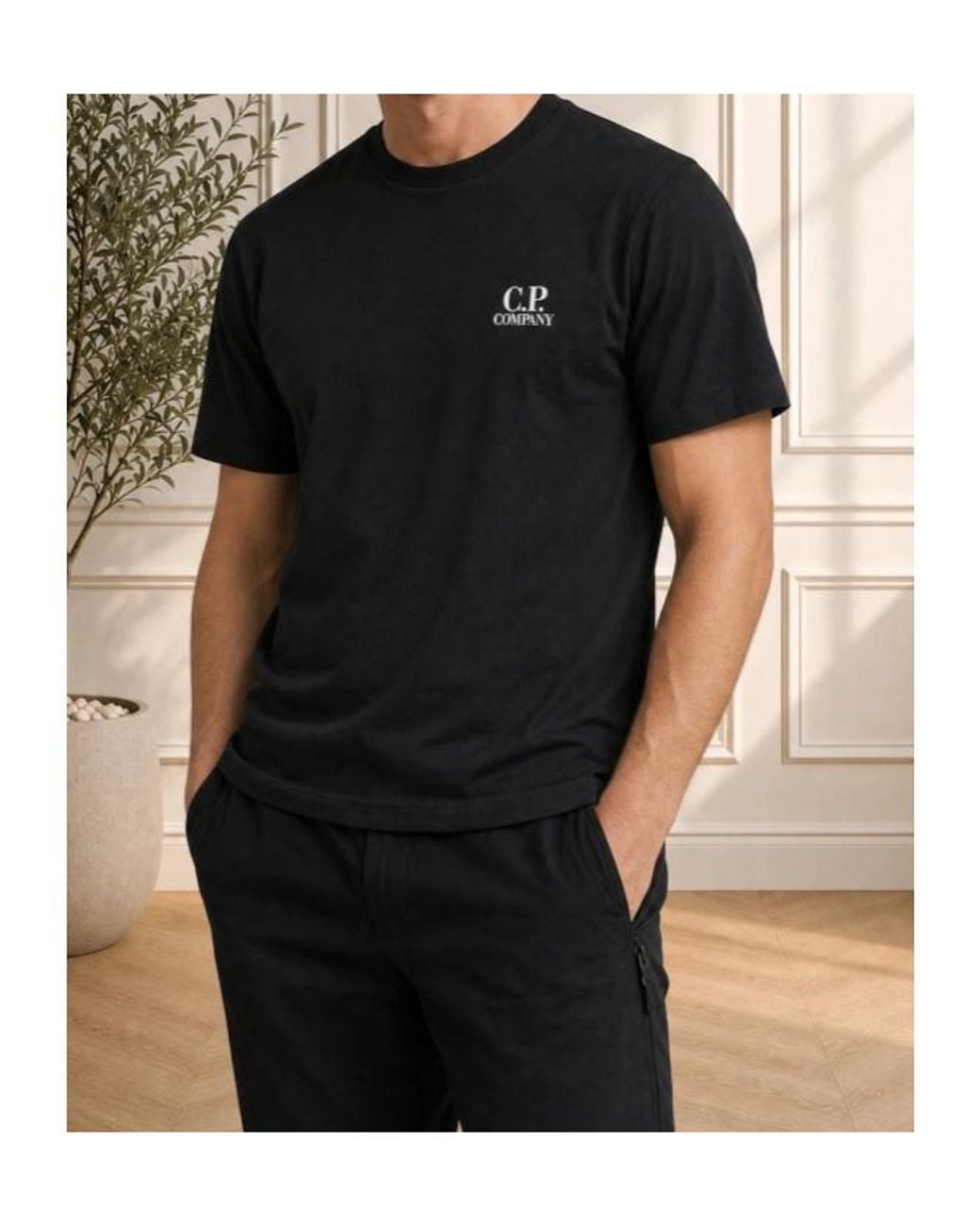 C P Company Black Logo-Print Graphic-Print T-Shirt for men
